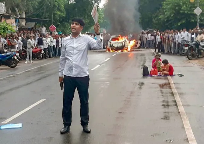 SUV Set Ablaze in Ram Darbar, Four Suspects Identified