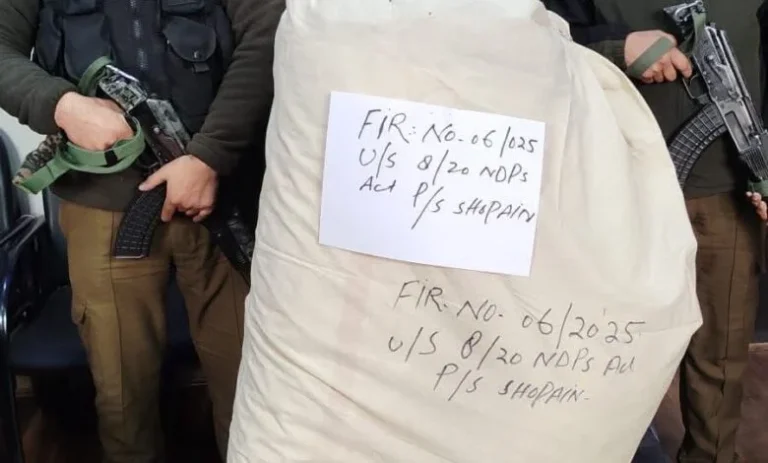 Drug Peddler Arrested in Shopian, 16 kg Charas Seized