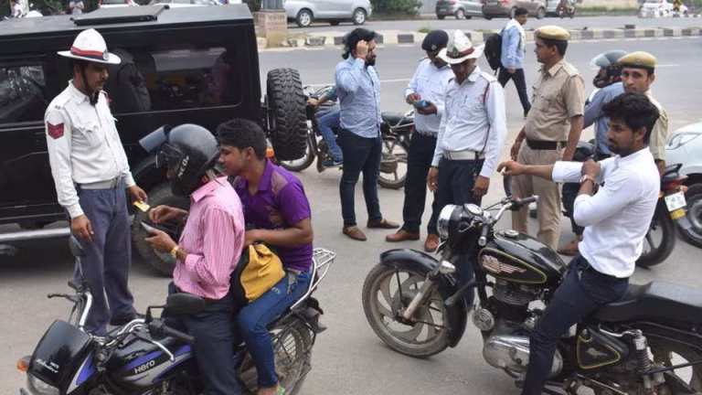 Andhra Pradesh Traffic Cop Stopped for Helmet Violation