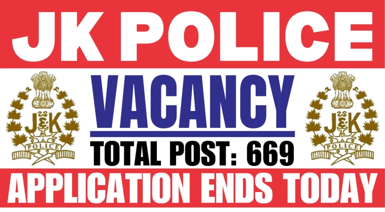 J&K Police SI Apply Online for 669 Vacancies Hurry up
