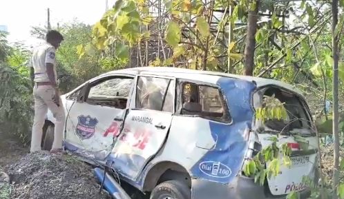 Police Vehicle Overturns in Dy CM Bhatti’s Convoy