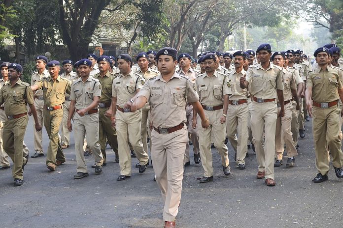 Police parading near Marine Drive