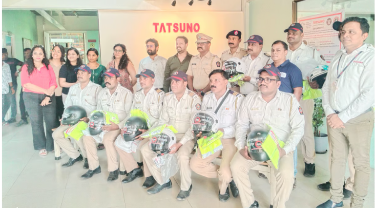 Navi Mumbai: Taloja Traffic Police Receives Safety Gear Support Through CSR Initiative by Tatsuno India